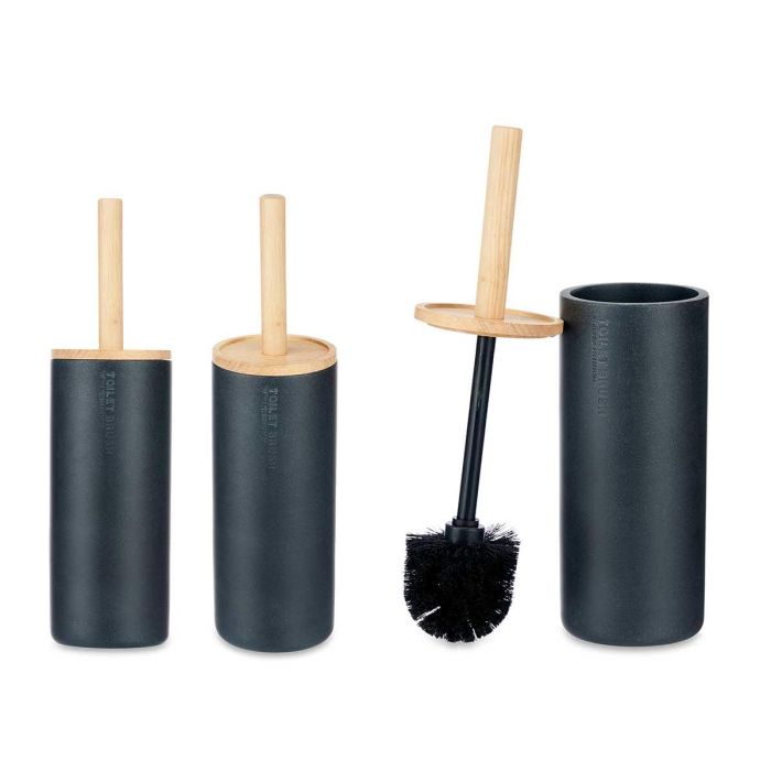Escobillero de Resina con Tapa de Bambú Negro - Berilo 10.2x38x10.2 cm (4 Unidades) Escobillero de Resina con Tapa de Bambú Negro - Berilo 10.2x38x10.2 cm (4 Unidades)
