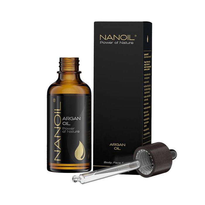 Nanoil Aceite de Argán Puro 100% Orgánico y Natural 50 ml - Tratamiento Facial, Corporal y Capilar