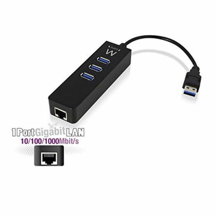 Ewent Hub USB 3.1 Gen1 (USB 3.0) EW1140 - 3 Puertos + Gigabit LAN, Compatible con USB 2.0 y 10/100Mbps 1 Ewent Hub USB 3.1 Gen1 (USB 3.0) EW1140 - 3 Puertos + Gigabit LAN, Compatible con USB 2.0 y 10/100Mbps 1