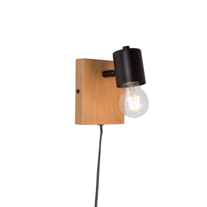 Sato SKD-W1022 Aplique de Pared de Madera y Metal, Lámpara de Lectura para Dormitorio con Casquillo E27, Diseño Moderno y Versátil 5