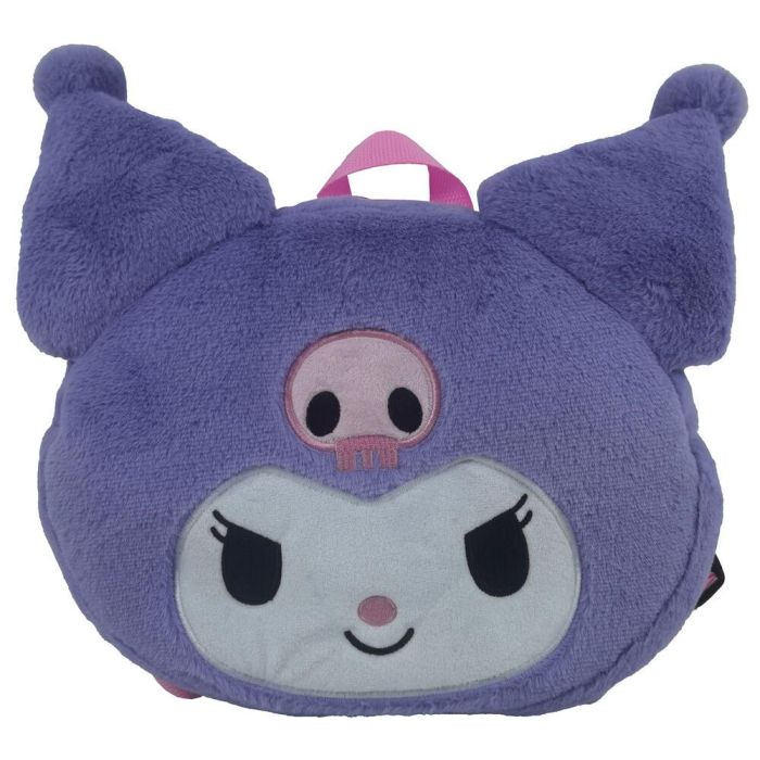 CYP BRANDS Mochila Peluche Kuromi Hello Kitty Suave Resistente Cintas Ajustables 28x7x24cm