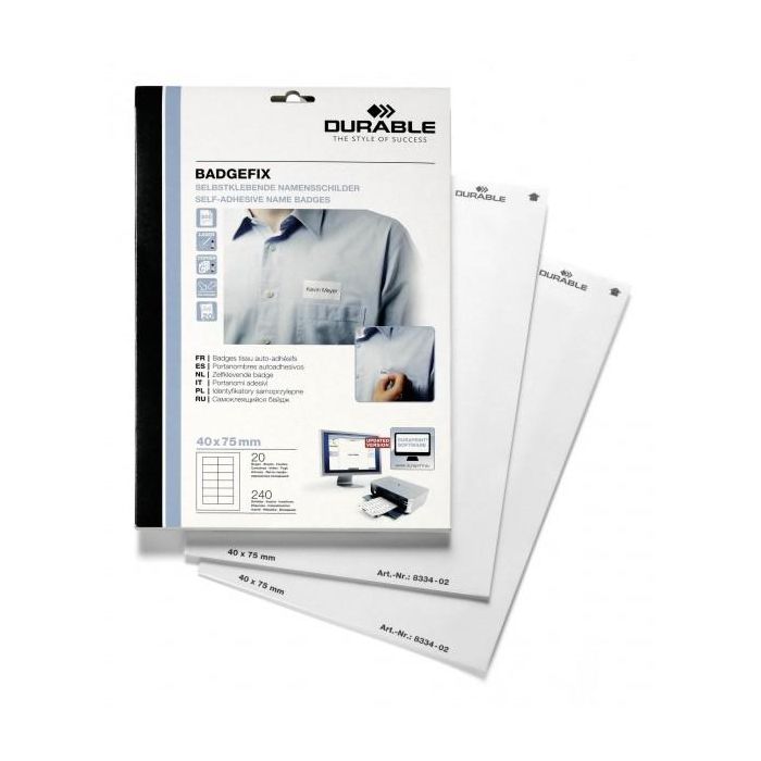 DURABLE Namensschilder Selbstkl. BADGEFIX 40x75mm 240Schilde 0 DURABLE Namensschilder Selbstkl. BADGEFIX 40x75mm 240Schilde 0