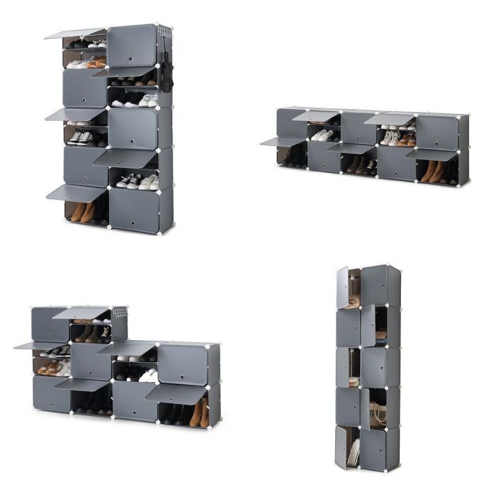 Zapatero Modular Portátil InnovaGoods Gris 6 Zapatero Modular Portátil InnovaGoods Gris 6