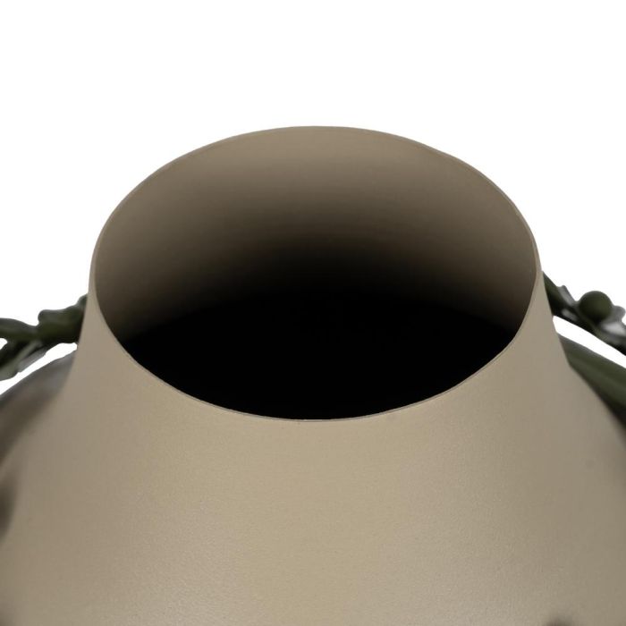 Jarrón Flores Beige-Verde Metal 30 X 30 X 53 cm