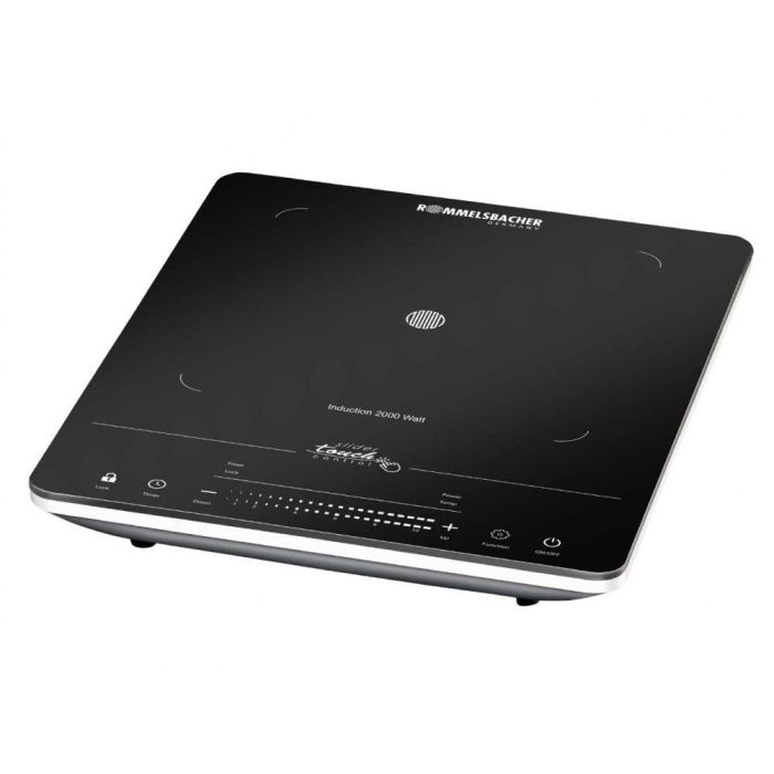 ROMMELSBACHER CT 2020/IN Placa de Inducción Portátil Negra 29.5 cm, 2000W, 1 Zona, Encimera de Vidrio y Cerámica