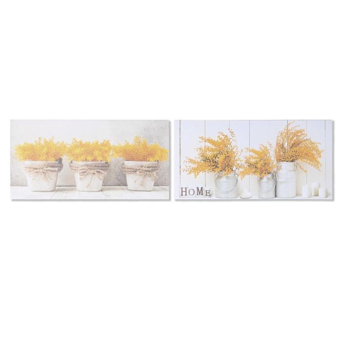 DKD Home Decor Cuadro Decorativo Macetas Cottage Lienzo Pino Amarillo Gris 30 x 60 x 1,8 cm (2 Unidades) DKD Home Decor Cuadro Decorativo Macetas Cottage Lienzo Pino Amarillo Gris 30 x 60 x 1,8 cm (2 Unidades)