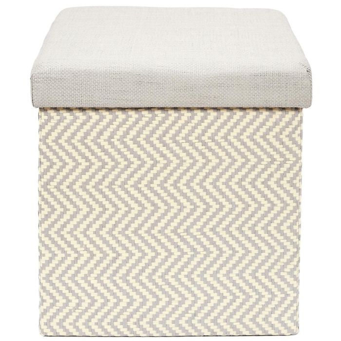 Home Deco Factory Caja-Puf Plegable Trenzado Gris Colección Mirage Asiento Extra Guarda Objetos 38x38x38 cm 2