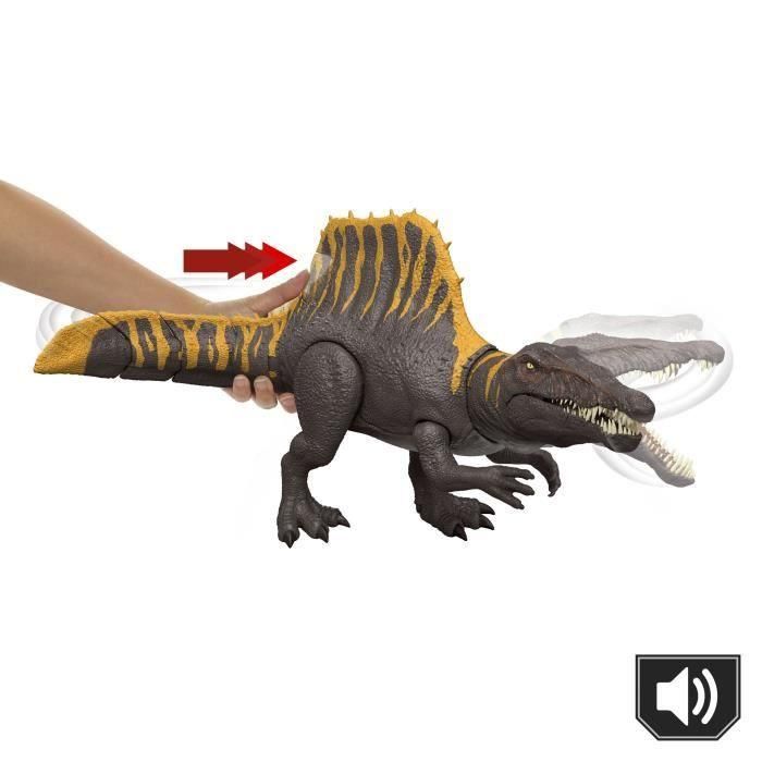 Mattel Figura Dinosaurio Jurassic World Spinosaurus, 25.4x55.83x11.43 cm, Edad 4+ años, Incluye Pilas LR44 1