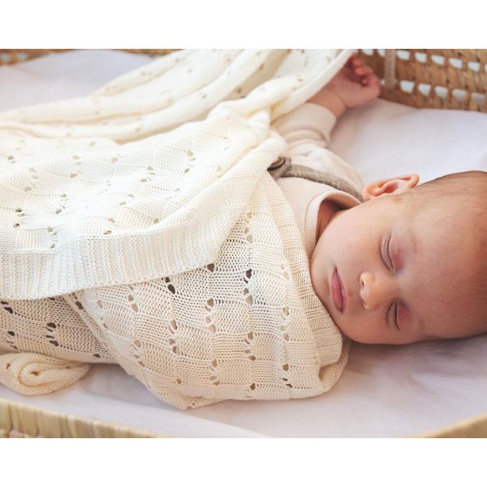 KioKids - Manta de Bebé de Bambú 100% Natural, Térmica y Suave, Certificado Oeko-Tex, Ecológica, Tamaño 80x110 cm, Ideal para Recién Nacido (+0 Meses), Color Blanco Crudo