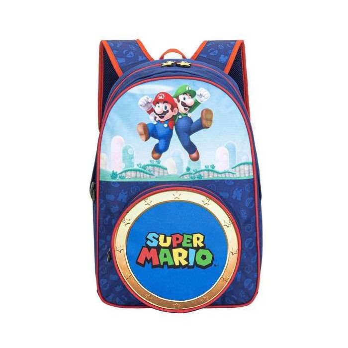 Super Mario Mochila Escolar Infantil con Bolsillo Frontal Redondo, Interior Forrado y Personalizado, 28x23x10 cm, Edad 7+ años Super Mario Mochila Escolar Infantil con Bolsillo Frontal Redondo, Interior Forrado y Personalizado, 28x23x10 cm, Edad 7+ años