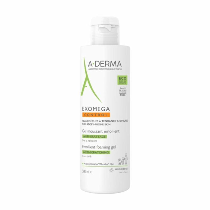A-Derma EXOMEGA CONTROL Gel Espumoso Emoliente para Piel Seca con Tendencia al Eczema Atópico, 500 ml