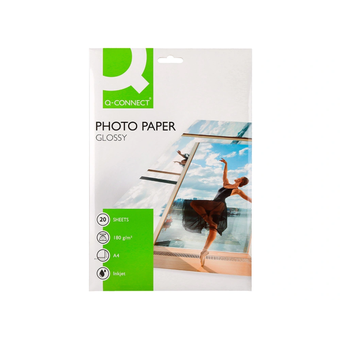 Q-connect Papel Fotográfico Glossy KF01103 DIN A4 Digital Photo para Ink-Jet, Bolsa de 20 Hojas de 180 gr 1