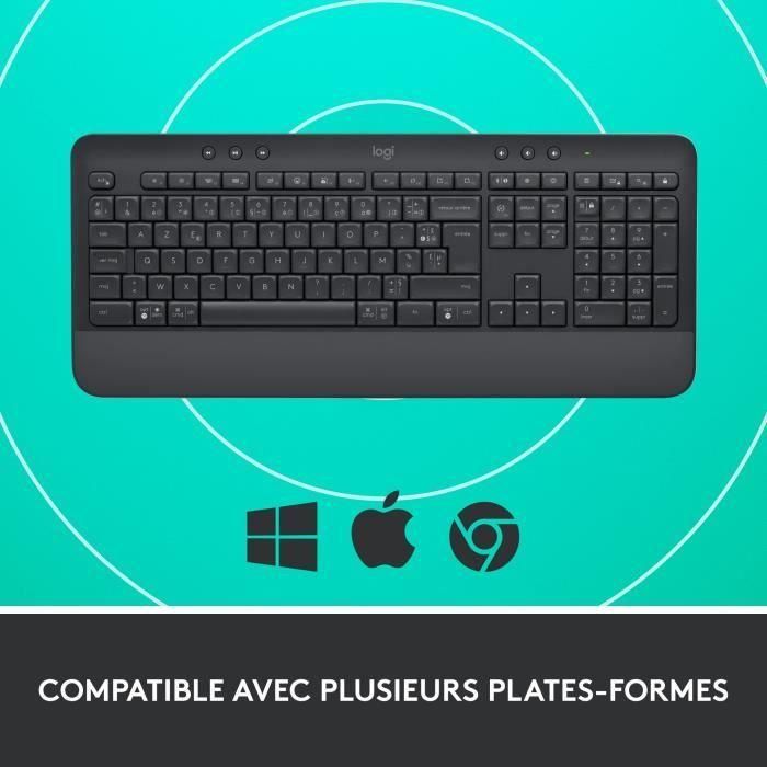 Logitech - Teclado inalámbrico - Ergonomico completo con - SEADSETS -SIGNATURA K650 - Graphite 5