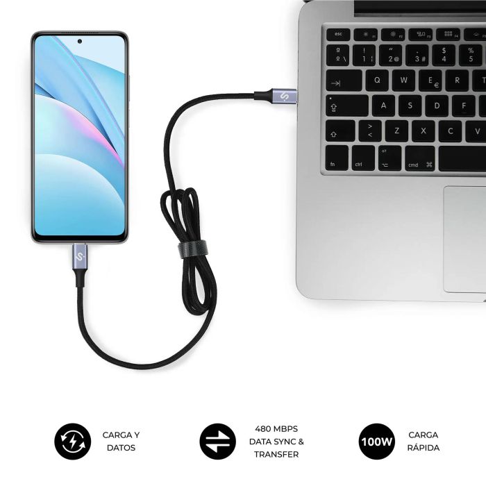 SUBBLIM CABLE OPTIMUS 60W C-C 1m BLACK 3 SUBBLIM CABLE OPTIMUS 60W C-C 1m BLACK 3