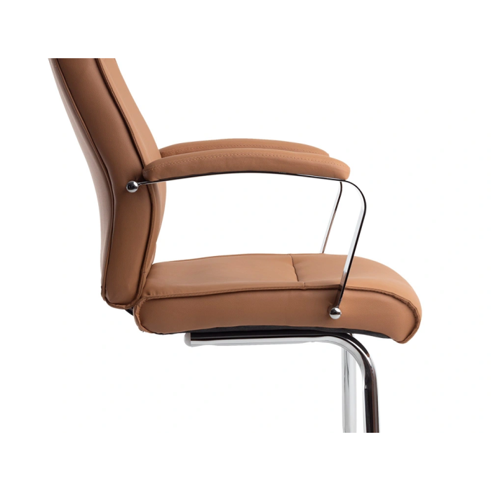 Q-connect Silla de Escritorio Modelo Ena Simil Piel Base Metálica Crema [530x800x520 mm] 3