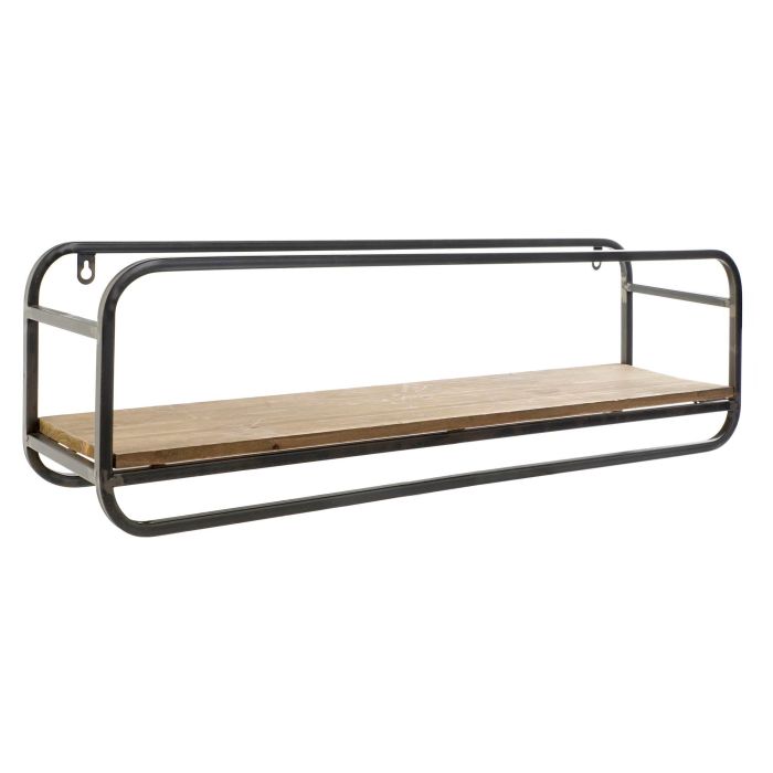 DKD Home Decor Repisa Loft Estantería de Pared con Barra Colgador, Metal y MDF, Marrón Oscuro Negro 71x16x20.5 cm 1