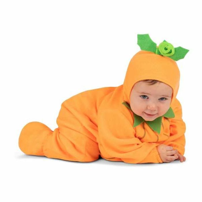 Disfraz pequeña calabaza gorro, mono con barriguita rellena y patucos talla 12-24 m 2