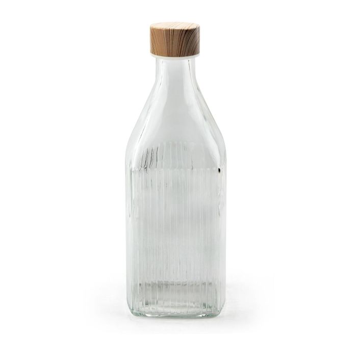 Botella de vidrio cuadrada con tapa de metal y madera 1L - La Mediterranea (24 Unidades) 1 Botella de vidrio cuadrada con tapa de metal y madera 1L - La Mediterranea (24 Unidades) 1