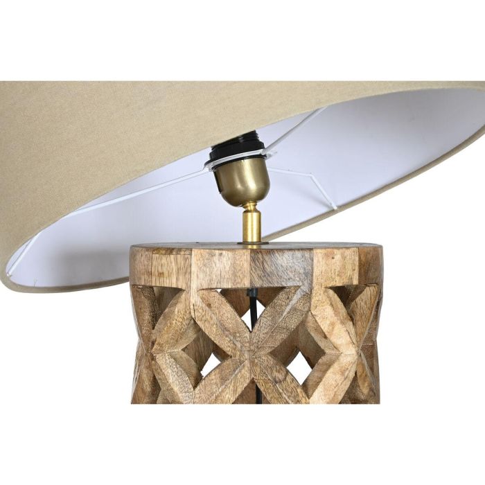 DKD Home Decor Lámpara de Pie Colonial Natural Beige de Mango y Poliéster, 41.5x158x41.5 cm, E27 50W 4