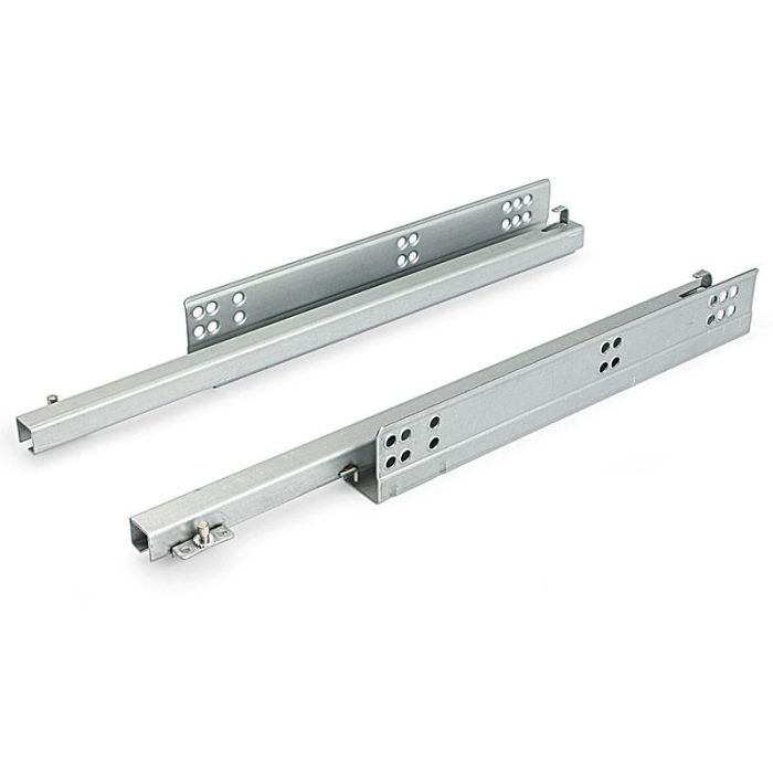 HERRAJES ALK Guía Oculta Invisible Metroauto Extracción Parcial 450mm, Autocierre "Self-Closing", Carga 25kg, Zincado