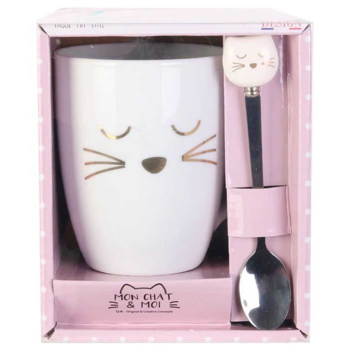 The Concept Factory Mug 300 Ml Con Cuchara Gato Colección Mon Chat Mon Ch 2