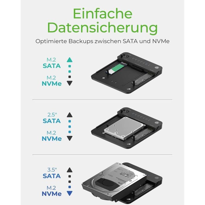 ICY BOX Dockingstation 6.4cm (2.5) & SATA & M.2 NVMe - USB 3.2 3