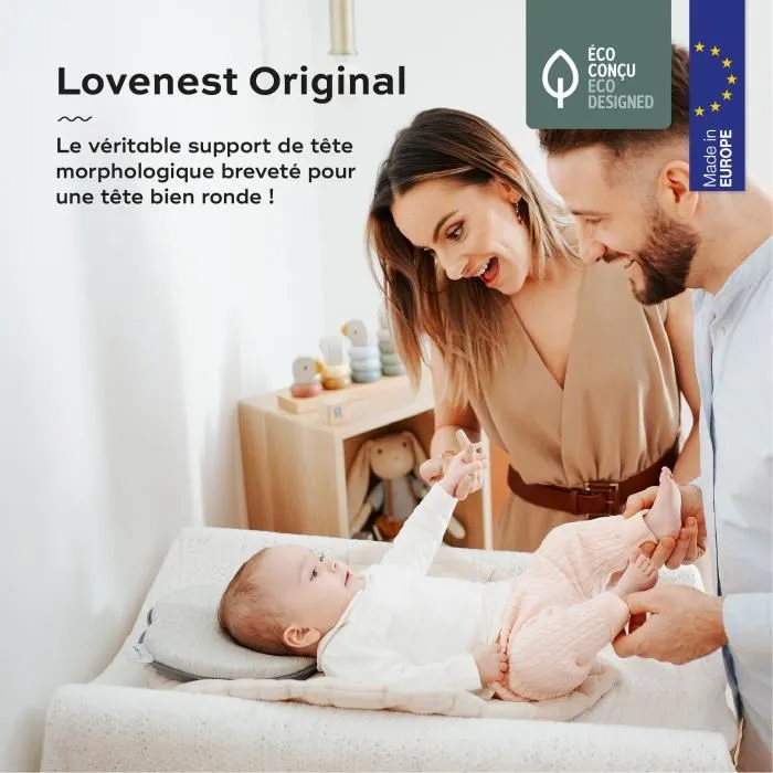 Babymoov Lovenest Soporte ergonómico para cabeza - Previene la plagiocefalia, transpirable, algodón