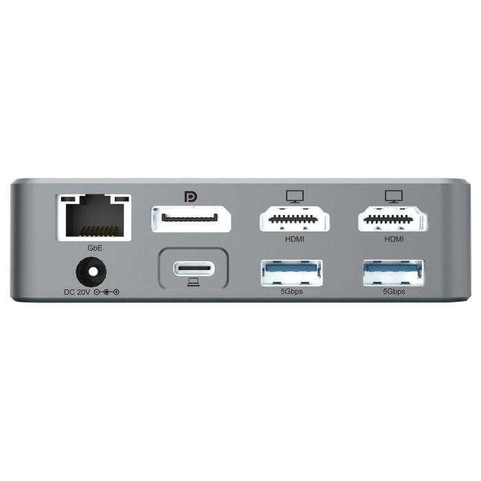 Conceptronic DONN25G Docking Station USB-C 15 en 1 con 2x HDMI, Ethernet, Lector de Tarjetas y Puerto Audio - Plata