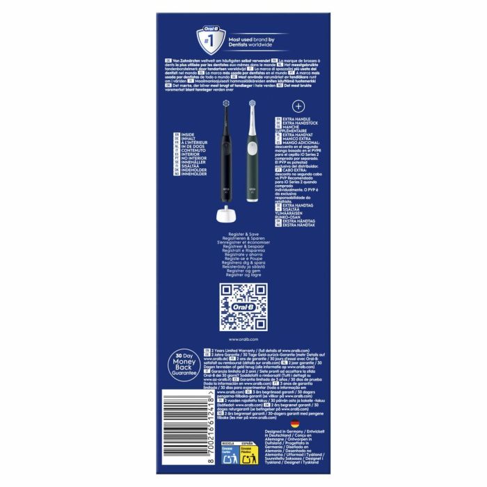 Cepillo de Dientes Eléctrico Oral-B IO2 DUO Negro Verde (2 Unidades) 2