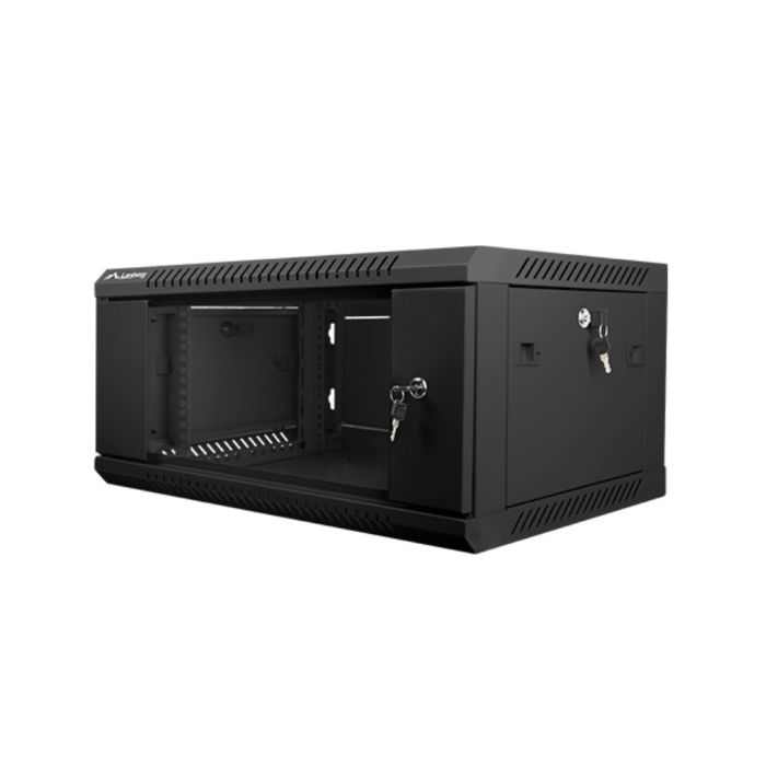 Lanberg WF01-6404-10B Armario Rack Montaje en Pared 4U 600x450x290 mm, Vidrio Templado, Carga Máx. 60kg, IP20, Autoensamblaje