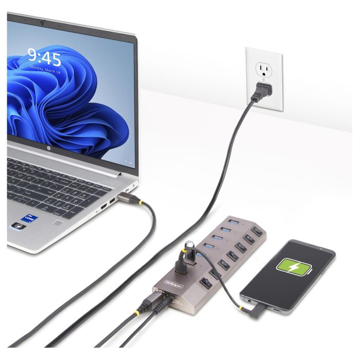 StarTech Hub USB-C Autoalimentado de 7 Puertos con Interruptores On/Off, USB 3.0 a 5 Gbps, Ladrón USB Tipo C a USB-A Gris 3