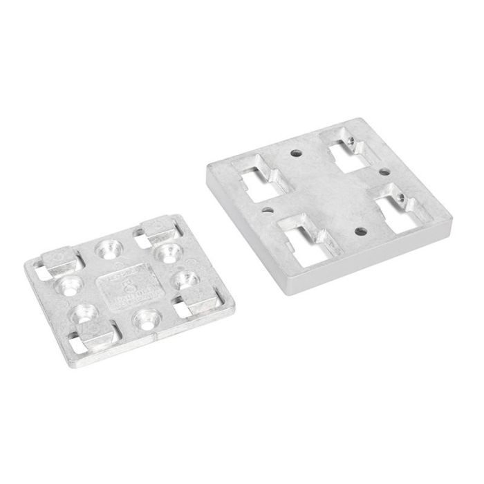 RUJZ Juego de Placas de Enganche en Cuña para Patas de Mesa, Acabado Gris, 80x80mm Hembra, Altura 10mm, para Patas 100x100mm 2