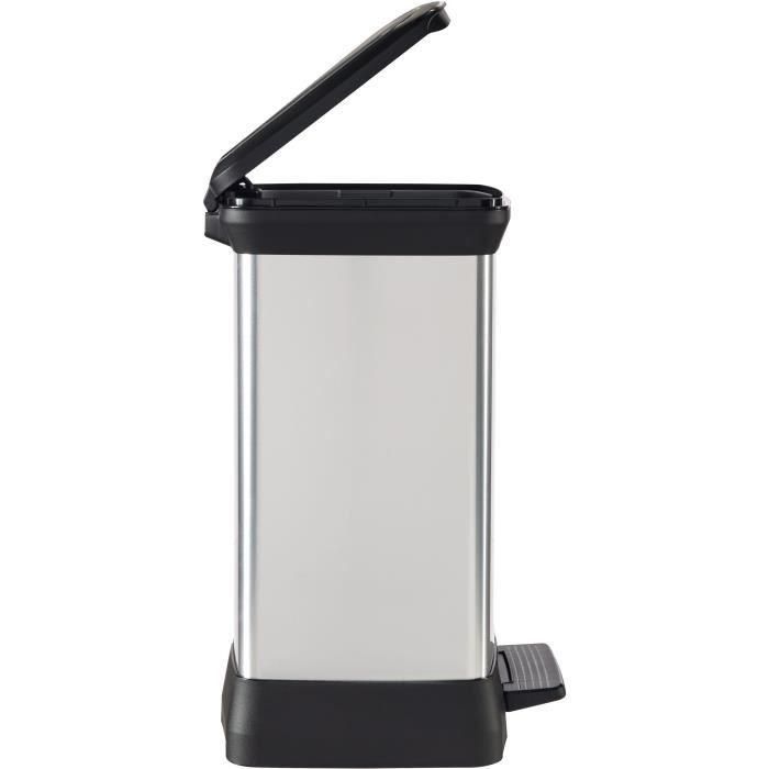 Cubo de basura rectangular - DECO BIN - CURVER - 50L - Diseño elegante - 39 x 29 x 51 cm - Gris metalizado 1 Cubo de basura rectangular - DECO BIN - CURVER - 50L - Diseño elegante - 39 x 29 x 51 cm - Gris metalizado 1