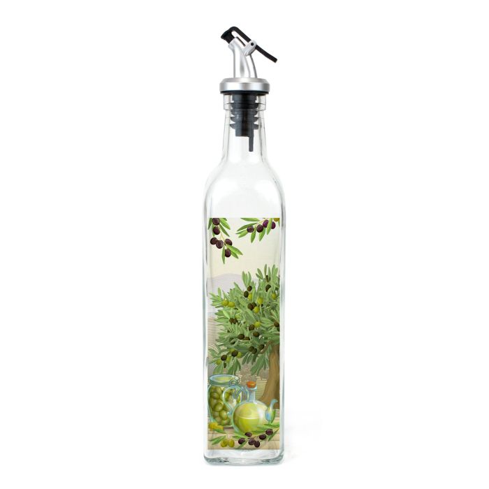 Inde Aceitera de Vidrio 750 ml con Tapón ABS La Mediterránea - Botella de Aceite para Cocina (24 Unidades)