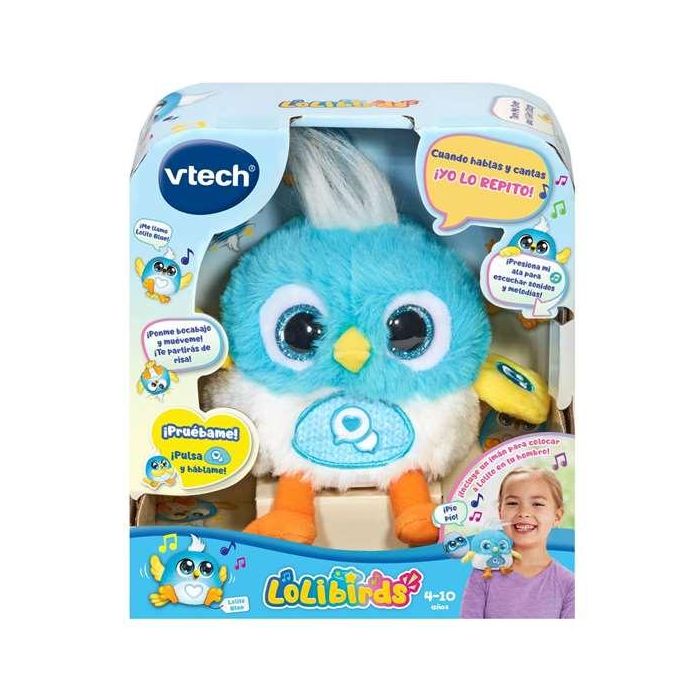 Peluche interactivo lolibirds lolito azul con voz y grabadora. 17,5x11,6x19,1 cm