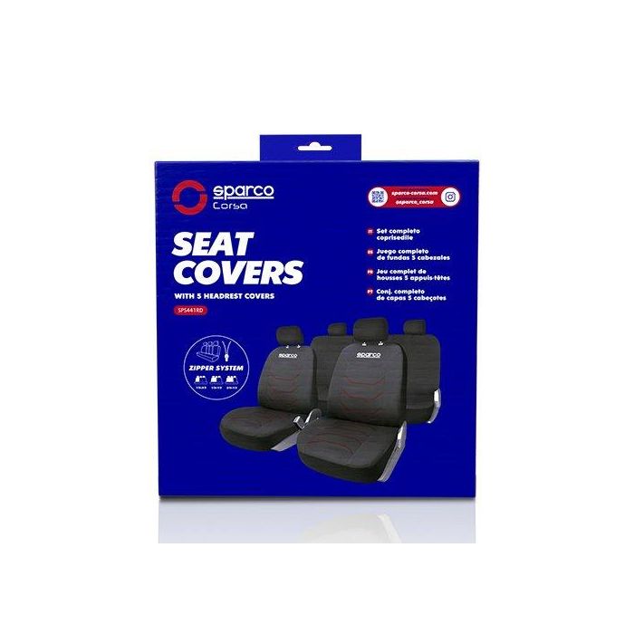 Sparco SPCS441RD Juego Completo Fundas Asiento Coche Universal Negro y Rojo Modelo Strada Polyester Lavables con 3 Cremalleras Traseras 3 Sparco SPCS441RD Juego Completo Fundas Asiento Coche Universal Negro y Rojo Modelo Strada Polyester Lavables con 3 Cremalleras Traseras 3