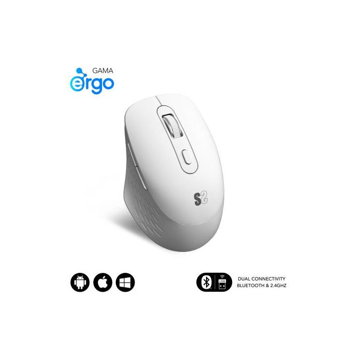 SUBBLIM CURVE ERGO DUAL MOUSE BATTERY WHITE
