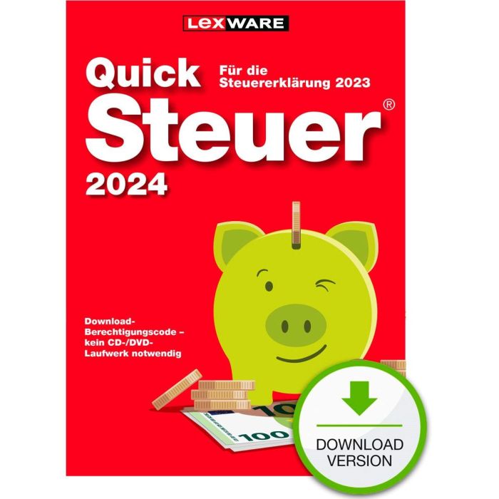 Lexware Quicksteuer 2024 - 1 Dispositivo, hasta 3 Declaraciones Fiscales - ESD