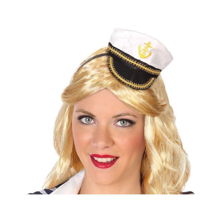 Diadema Marinera Capitán De Barco - Accesorio Temático Marineros Blanco para Adulto