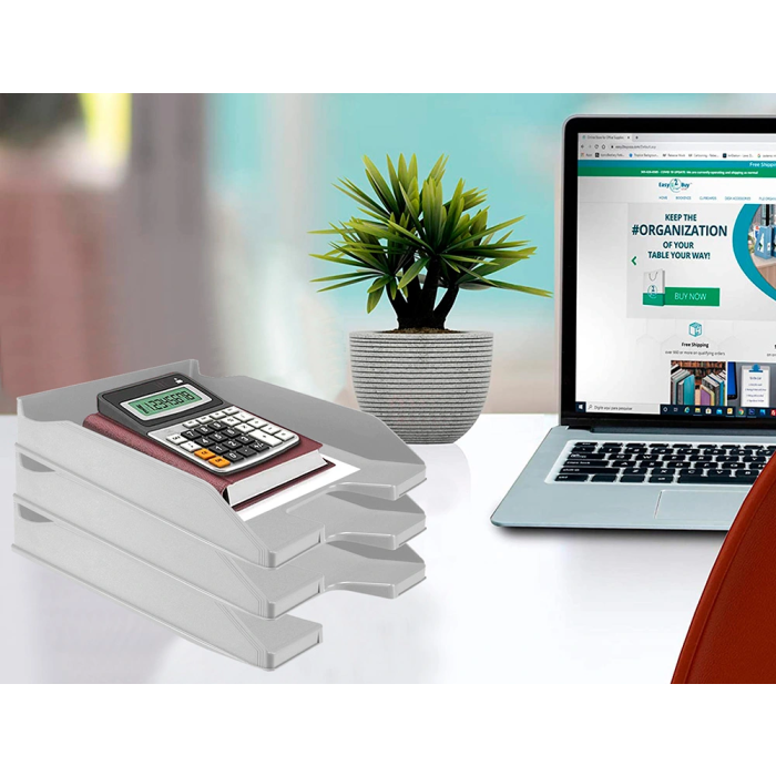 Q-connect Bandeja sobremesa plástico gris opaco 240x70x340 mm 7