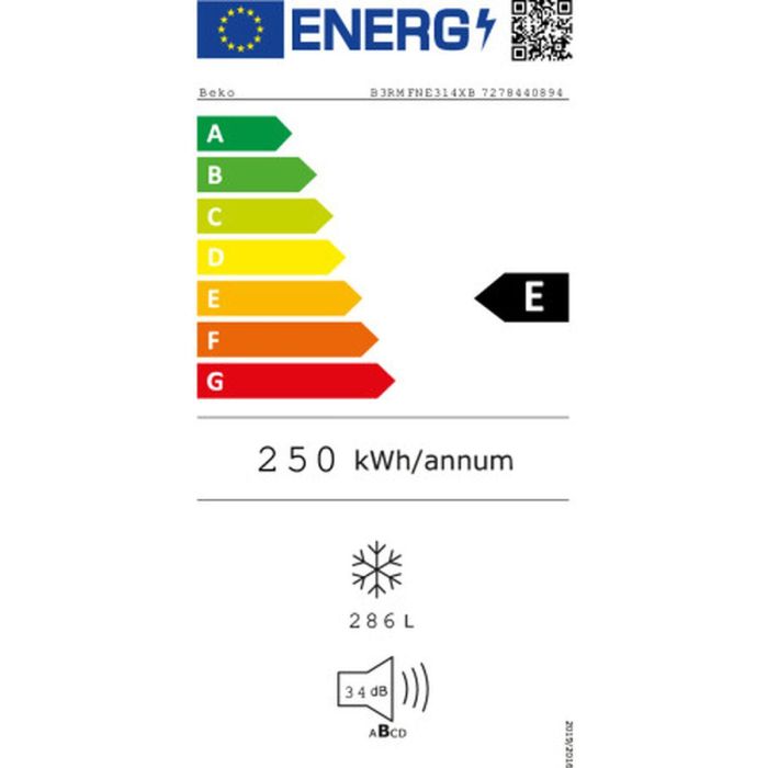 Congelador BEKO B3RMFNE314XB Acero 185 x 60 cm 1