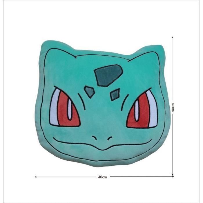 Pokemon POK3700891706742 Cojín 3D Premium Cara de Bulbasaur Microfibra 40 cm 2