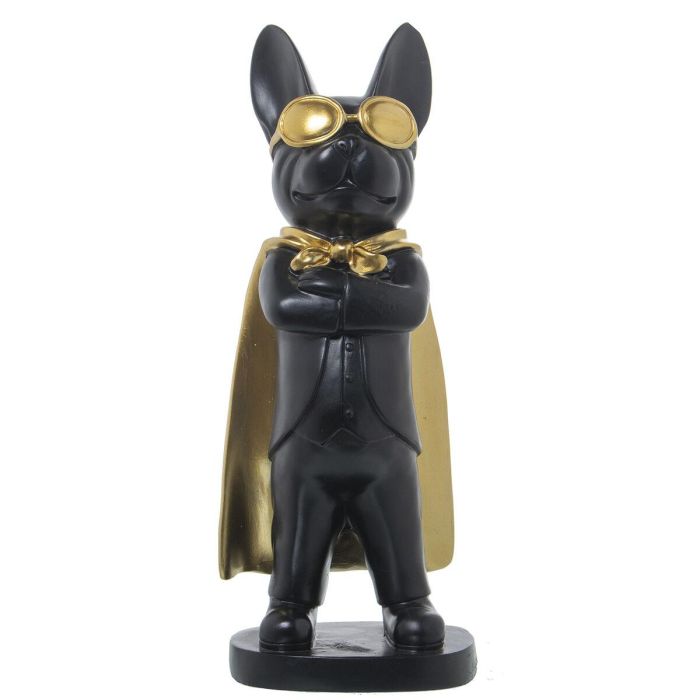 Figura Decorativa Alexandra House Living Negro Dorado Plástico Gafas Perro 12 x 15 x 32 cm