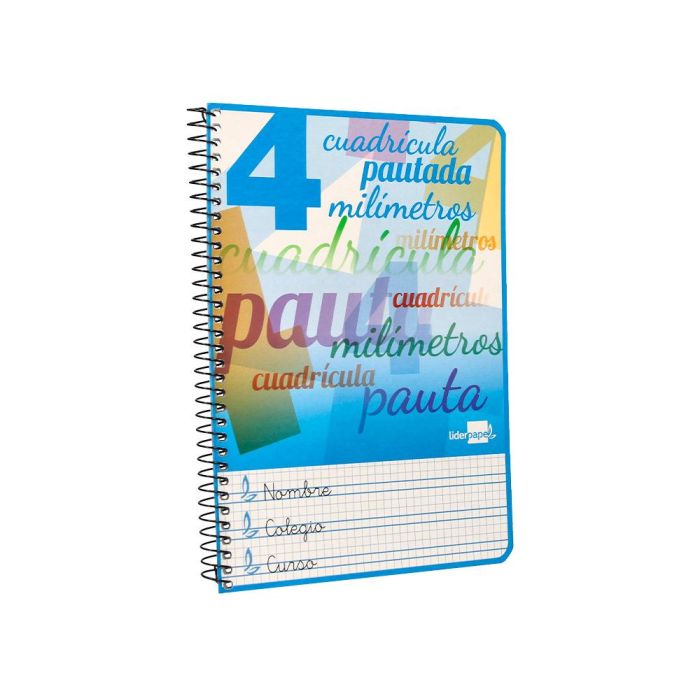 Cuaderno Espiral Liderpapel Cuarto Pautaguia Tapa Blanda 40H 75 gr Cuadro Pautado 4 mm Colores Surtidos 10 unidades 4