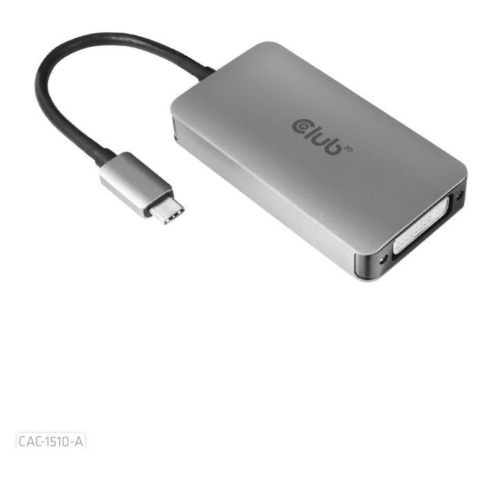 Club 3D CAC-1510-A Adaptador USB 3.2 Tipo C a DVI-D Dual Link, Soporte 4K@60Hz, Conector DisplayPort Alt Mode 7