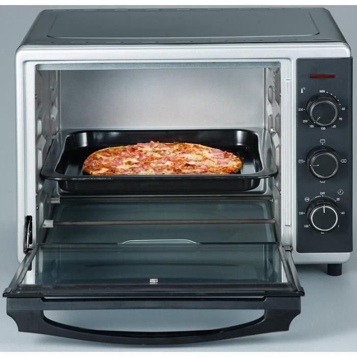 Severin TO2056 Mini Horno de Convección 30 L, 1600 W, Aire Caliente, Negro/Plata, Temp. 0-230°C, Calentadores Independientes 1