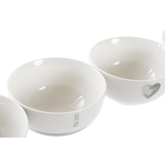 DKD Home Decor Bol Scandi de Porcelana Gris con Corazones 13x13x6.8 cm, Pack de 12 Unidades, Apto Microondas y Lavavajillas 2