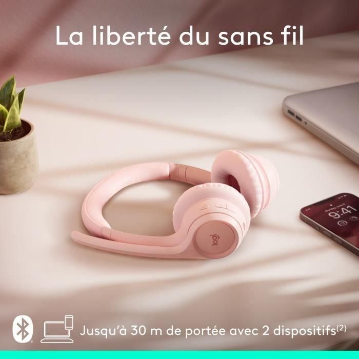 Auriculares inalámbricos Bluetooth para PC Logitech Zone 300 con micrófono con cancelación de ruido - Rosa 3 Auriculares inalámbricos Bluetooth para PC Logitech Zone 300 con micrófono con cancelación de ruido - Rosa 3