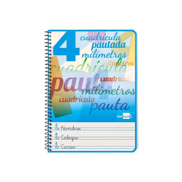 Cuaderno Espiral Liderpapel Cuarto Pautaguia Tapa Blanda 40H 75 gr Cuadro Pautado 4 mm Colores Surtidos 10 unidades 1