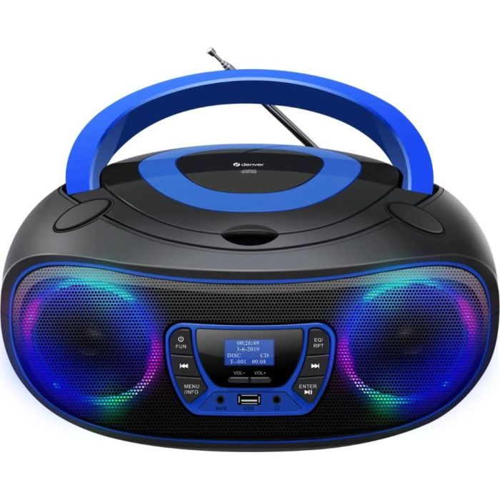Denver DAB+ Boombox con Radio DAB+/FM y Función Bluetooth - Azul